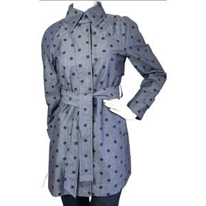 Banana Republic Polka Dot Trench Coat Women M Belted Quiet Luxury Fun Y2K Retro